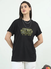 Stop Chest Graphic Print Crew Neck T-Shirt | Regular Fit