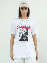 Courage Graphic Print Crew Neck T-Shirt | Regular Fit | White