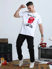 Rolling Chest Graphic Print Crew Neck T-Shirt | Regular Fit | White