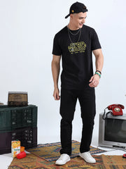 Stop Chest Graphic Print Crew Neck T-Shirt | Black