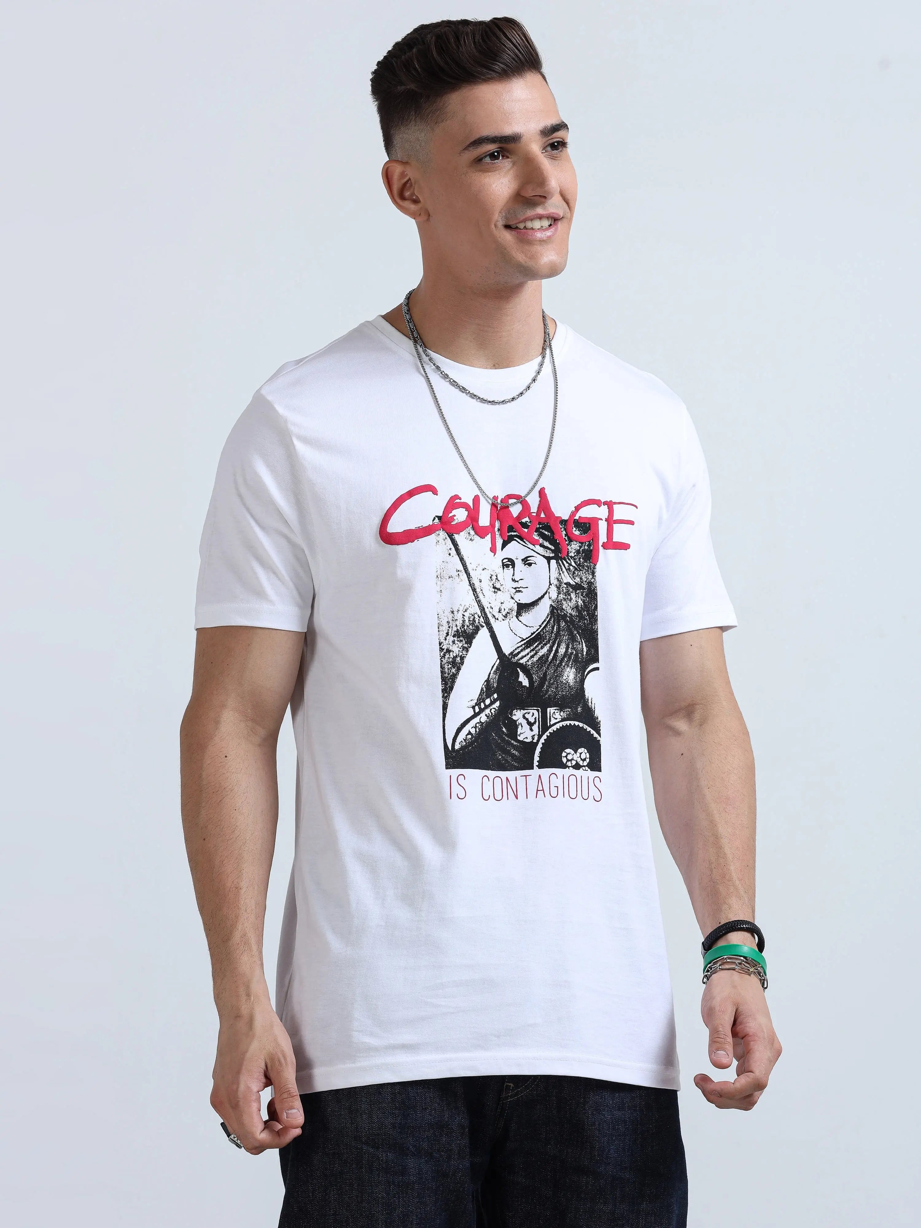 Courage Graphic Print Crew Neck T-Shirt