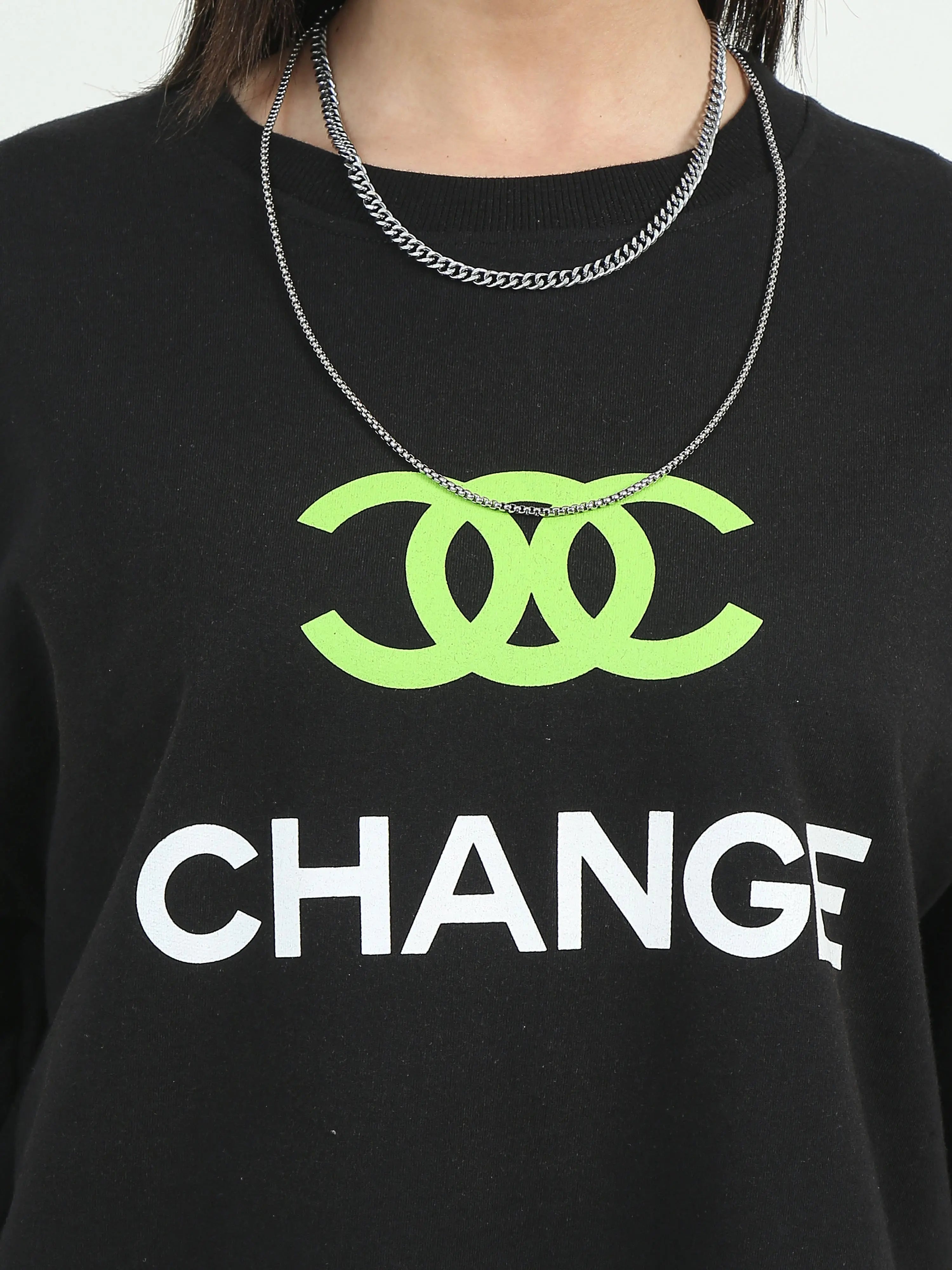 Change Black Oversized Crew Neck T-Shirt 