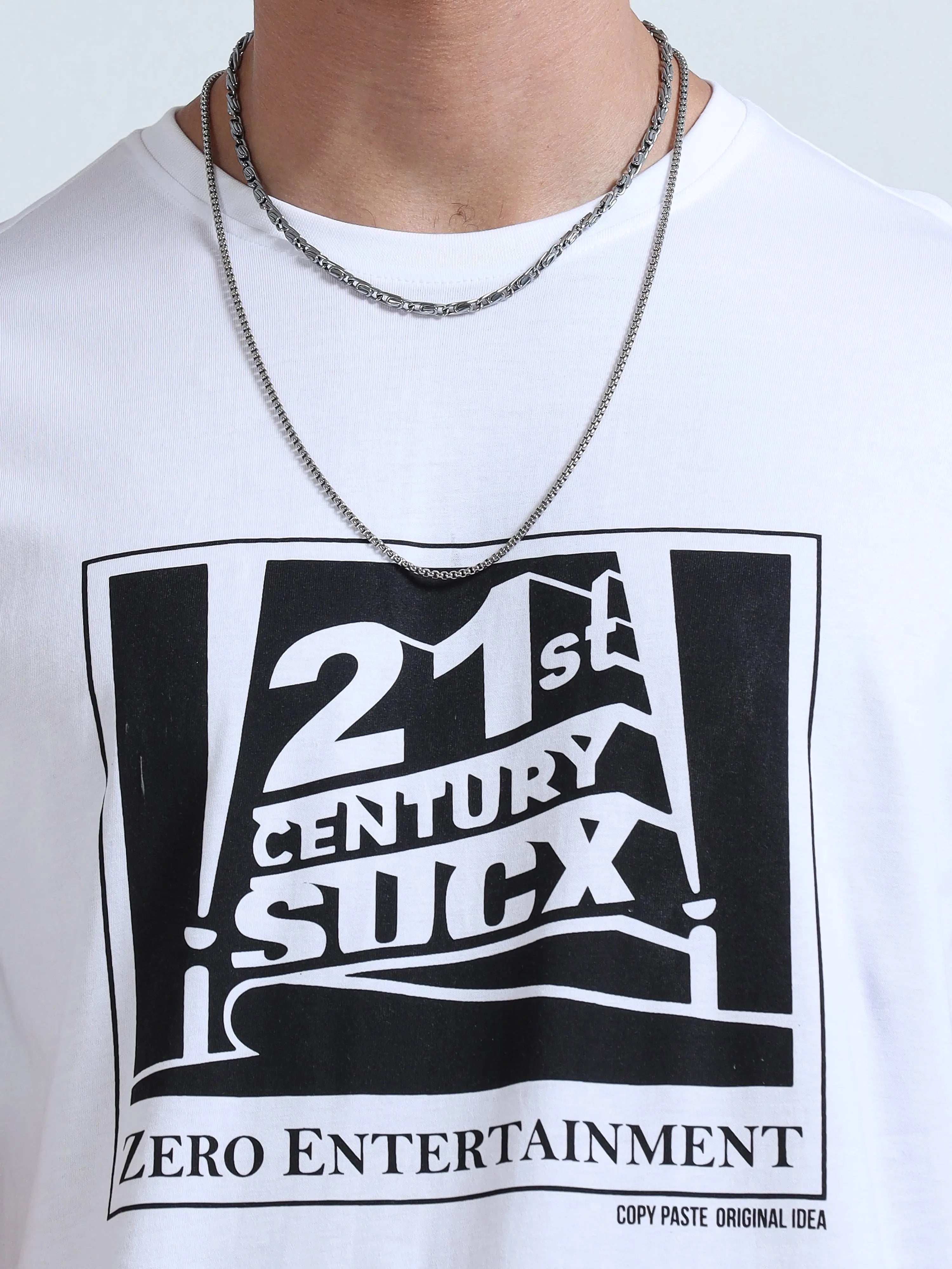 21st Chest Graphic Print Crew Neck T-Shirt | White