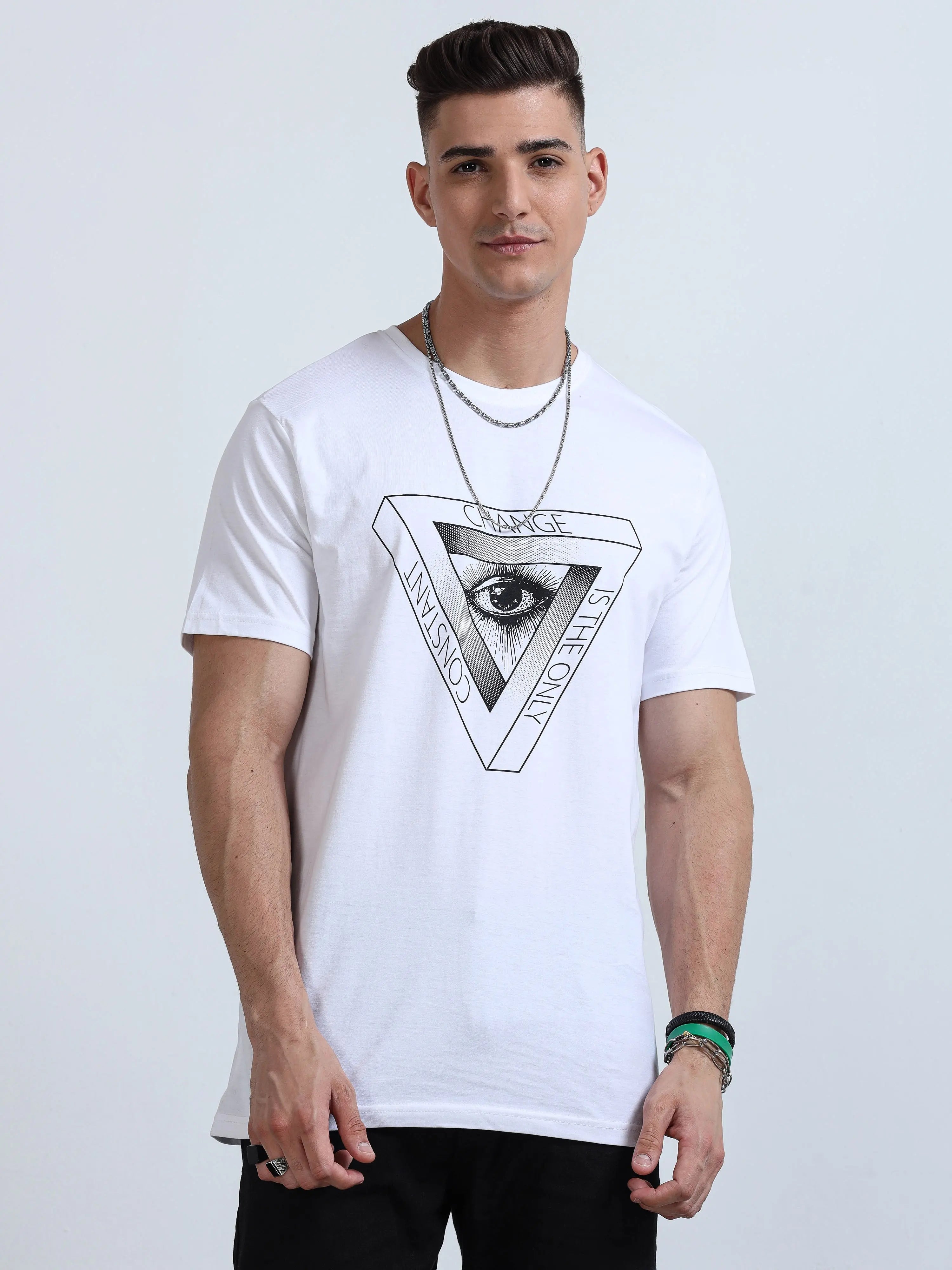 Eye Chest Graphic Print Crew Neck T-Shirt