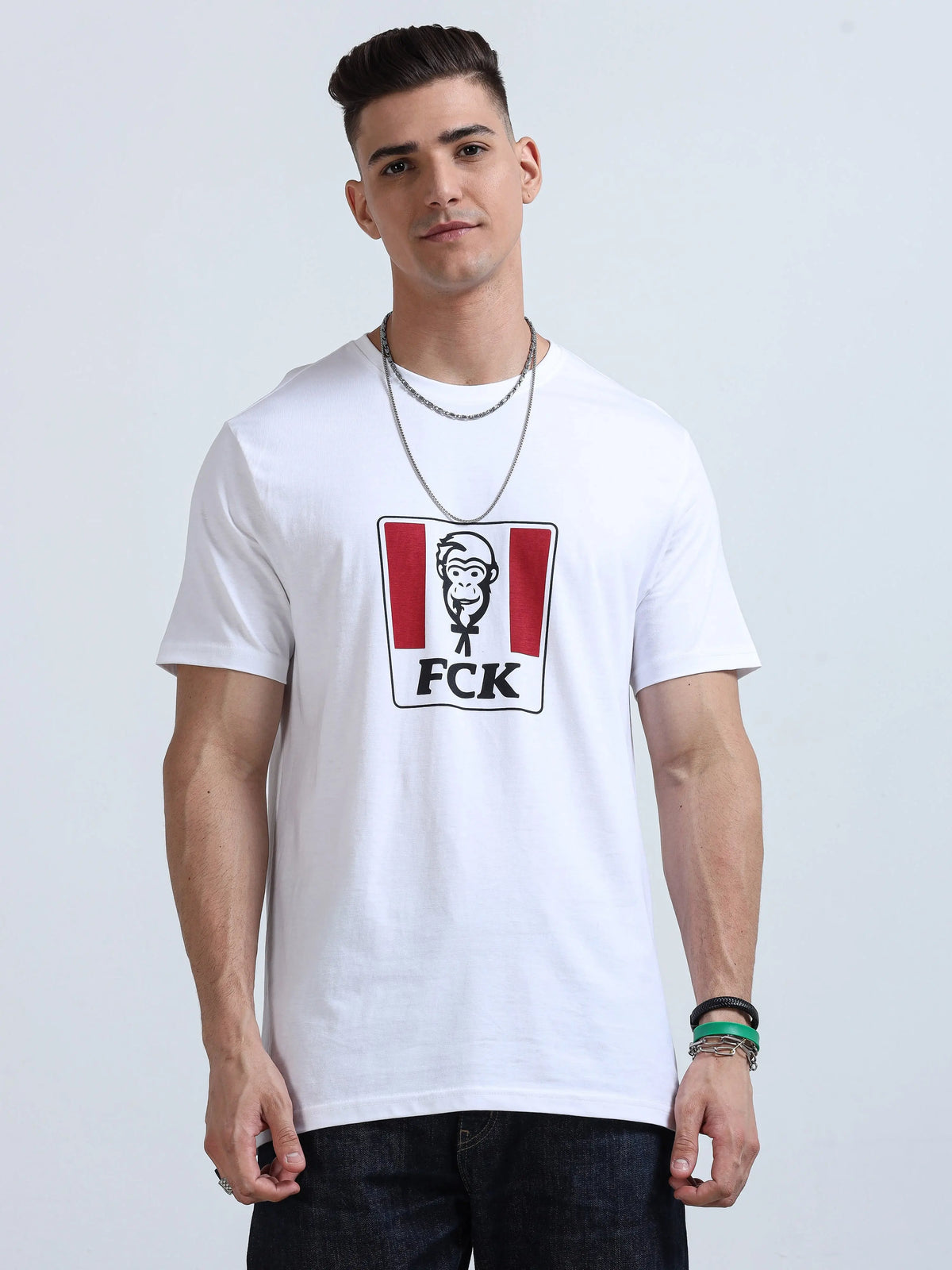 FCK Chest Graphic Print Crew Neck T-Shirt